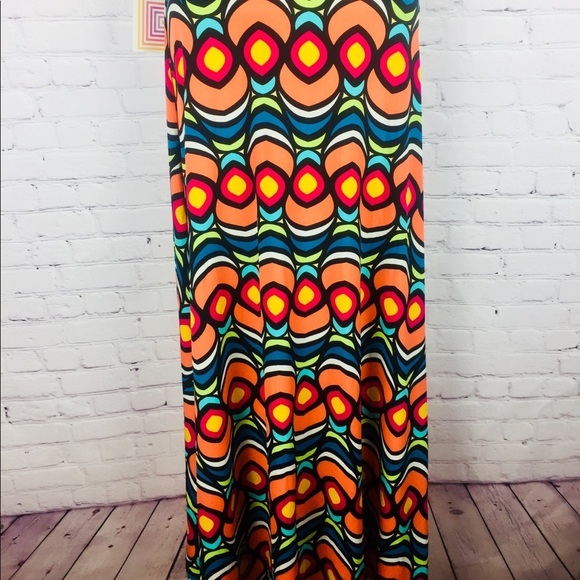 Vibrant Maxi Skirt Retro Flowy LuLaRoe Stretch - Picture 6 of 8